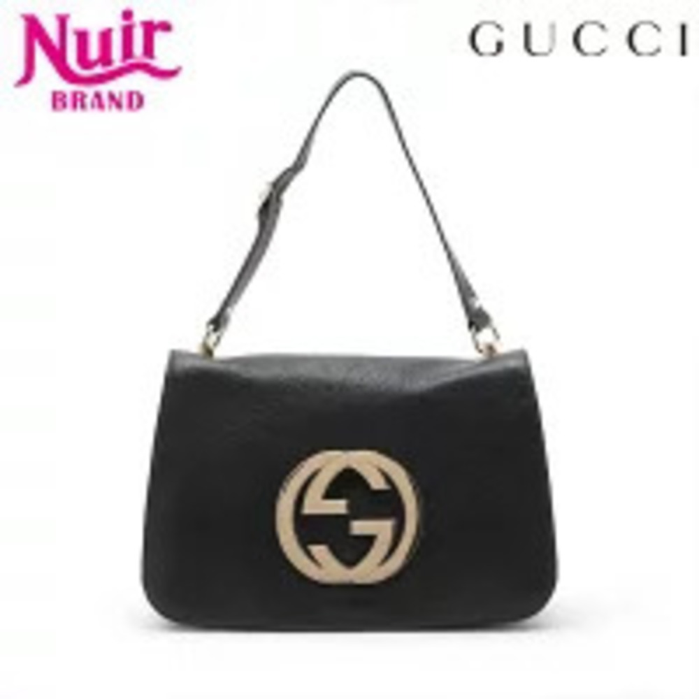 Gucci Interlocking Leather Shoulder Bag Black